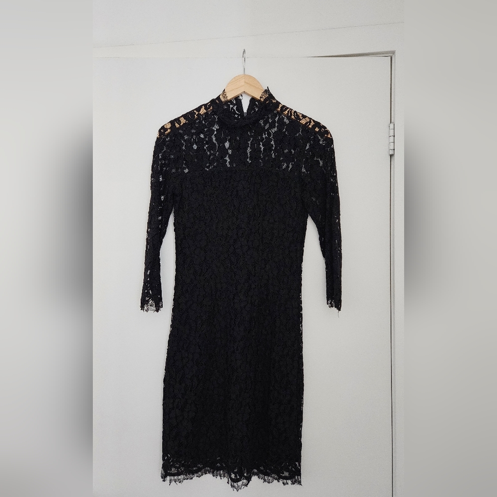 Black high neck lace dress